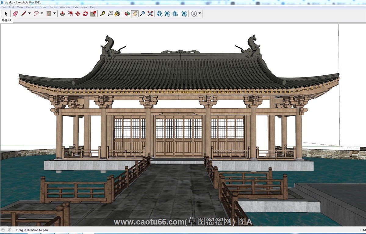 中式斗拱古建筑飞檐的SU模型
