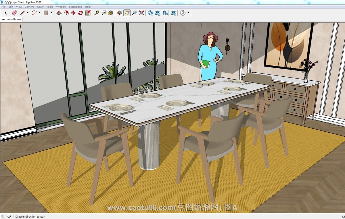 家庭餐桌椅饭厅的SU模型