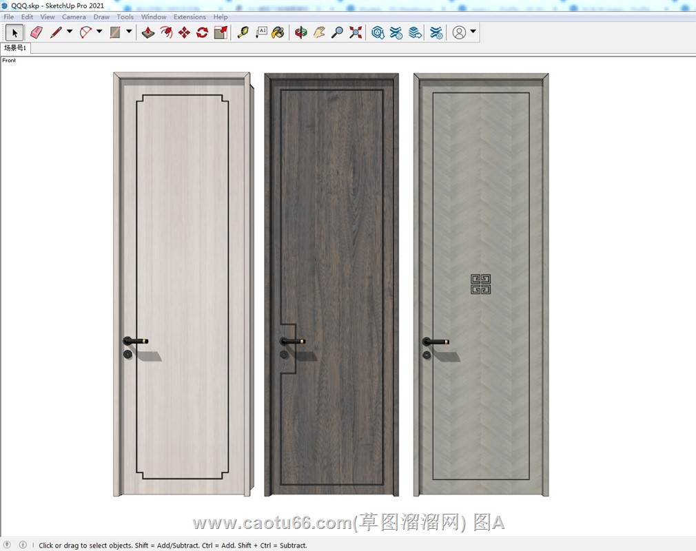 中式室内门单开门的SU模型