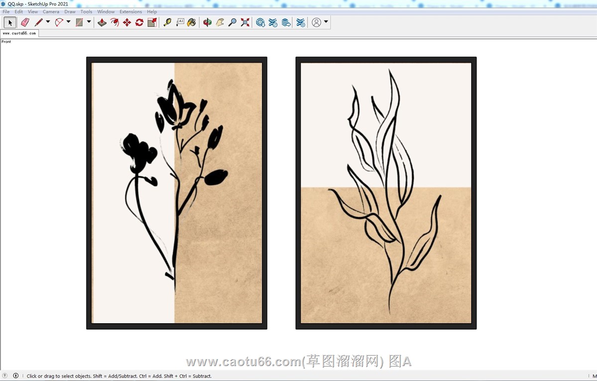 墙画装饰画的SU模型