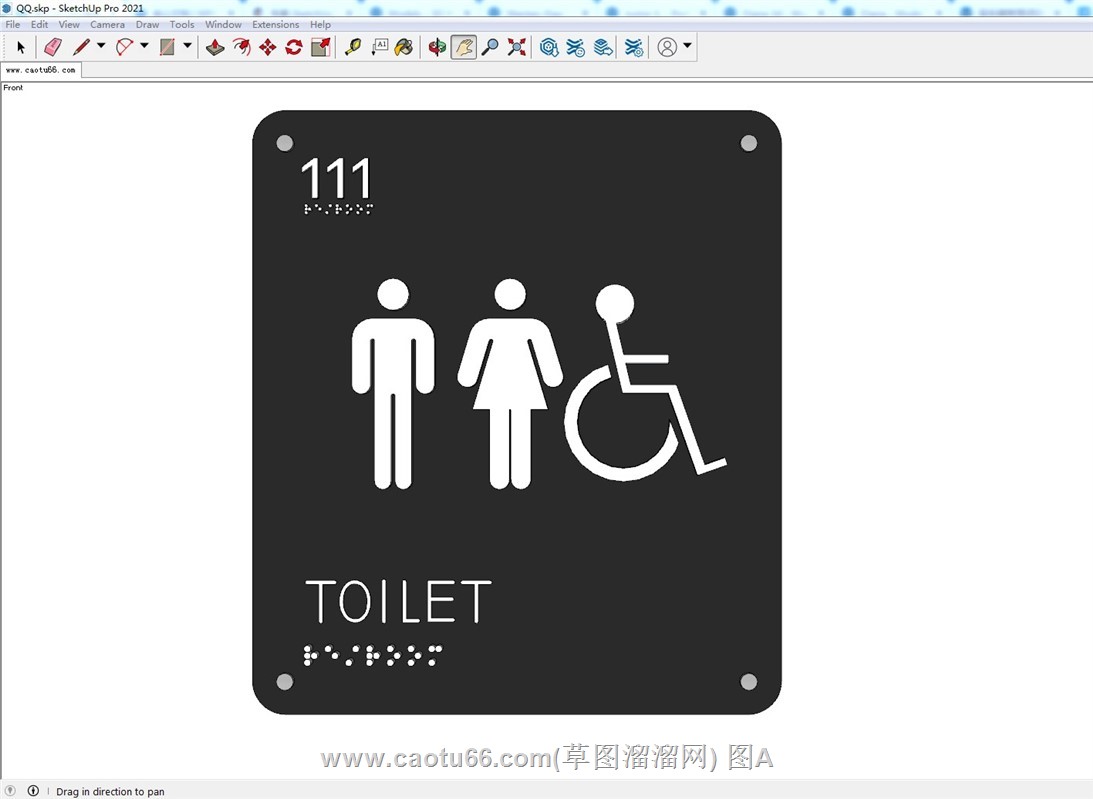无障碍卫生间标识牌亚克力SU模型