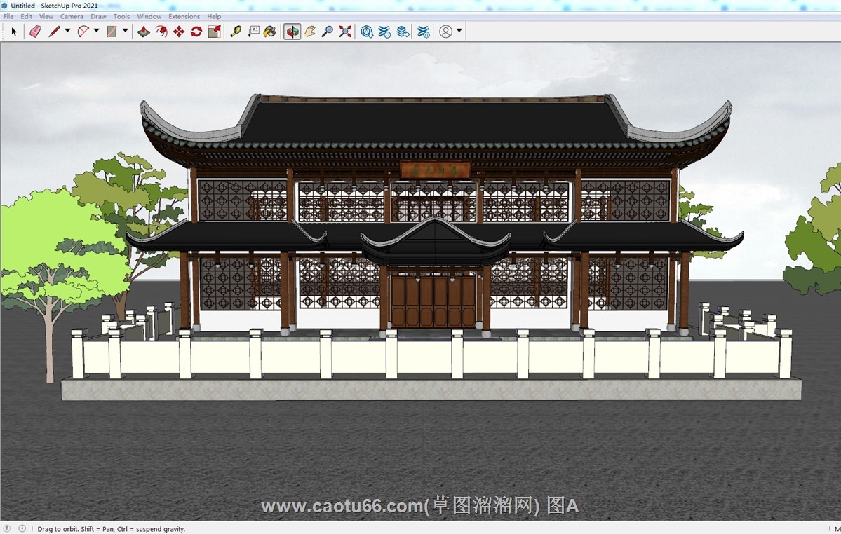 中式古建筑飞檐翘角的SU模型