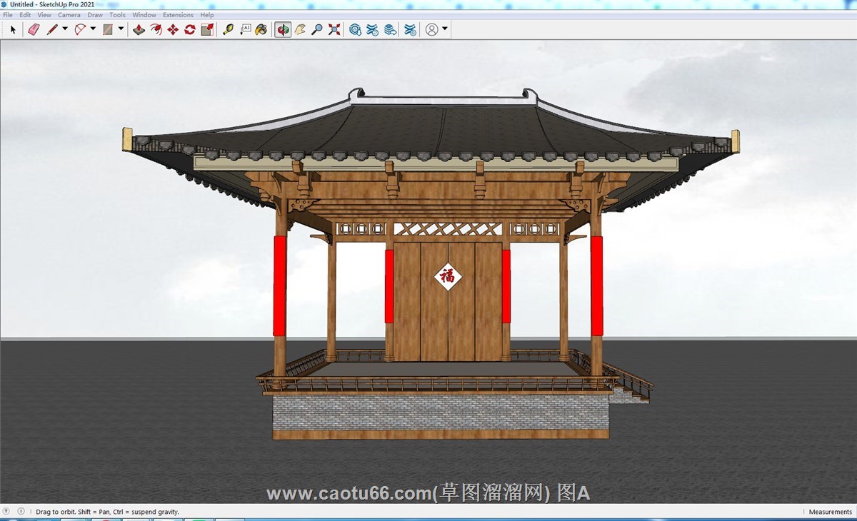 中式古建戏台的SU模型