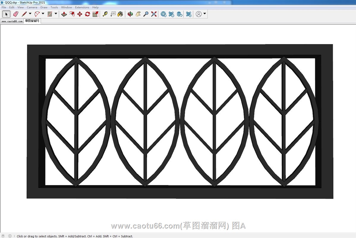 叶子造型的铁艺栏杆SU模型