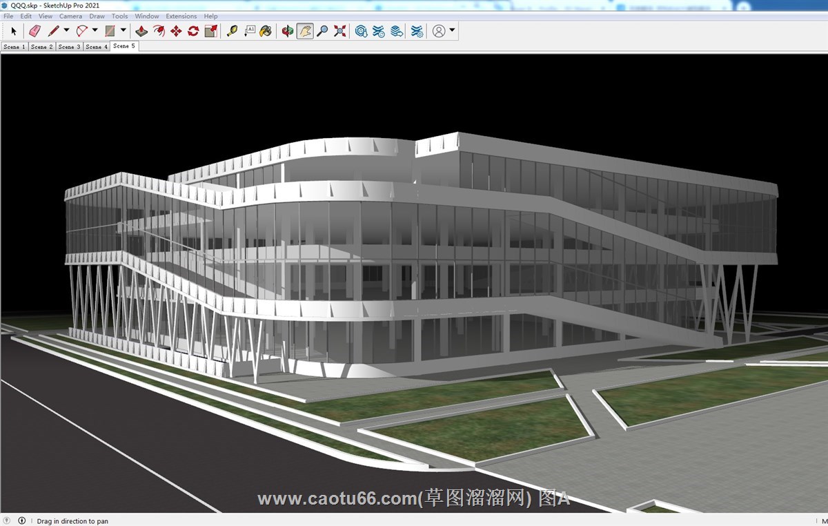 现代风格多层建筑的SU模型