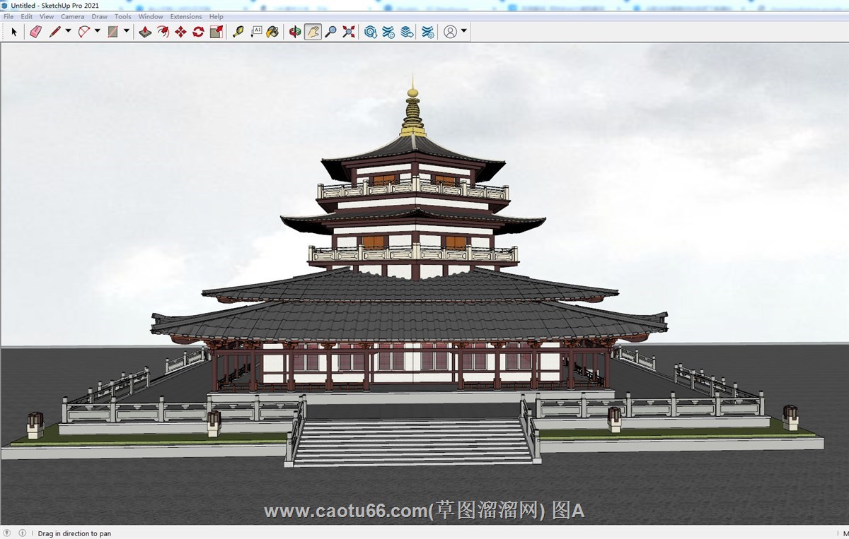 中式古建筑秦汉风的SU模型