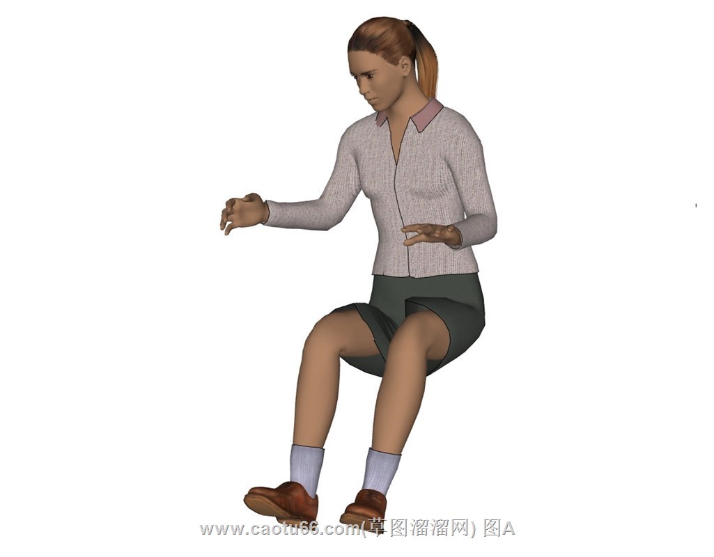 坐姿弹琴女人的SU模型