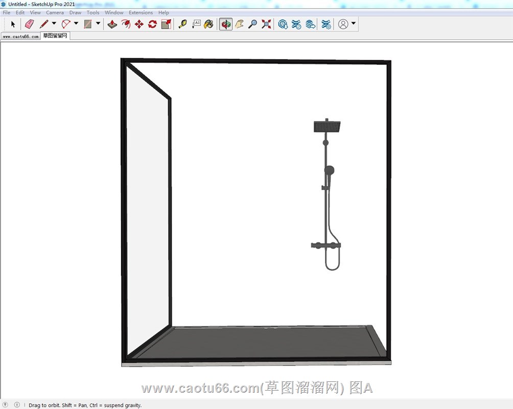 玻璃淋浴间花洒的SU模型