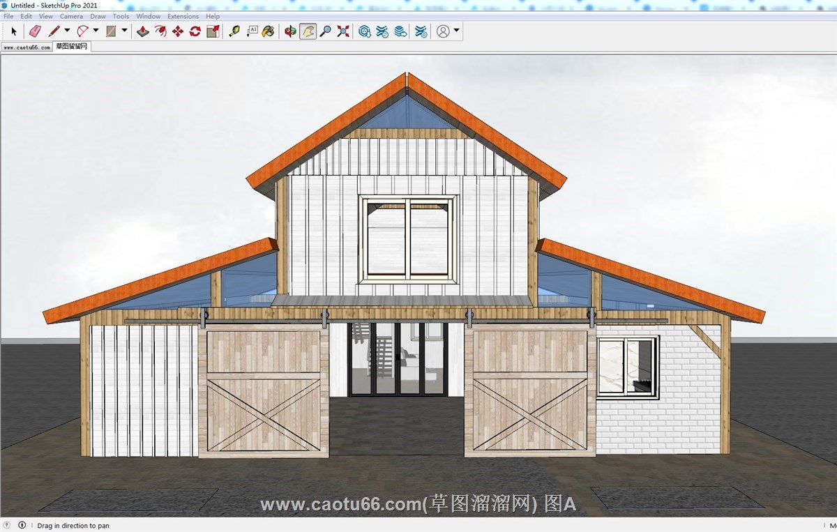 谷仓风格住宅建筑的SU模型