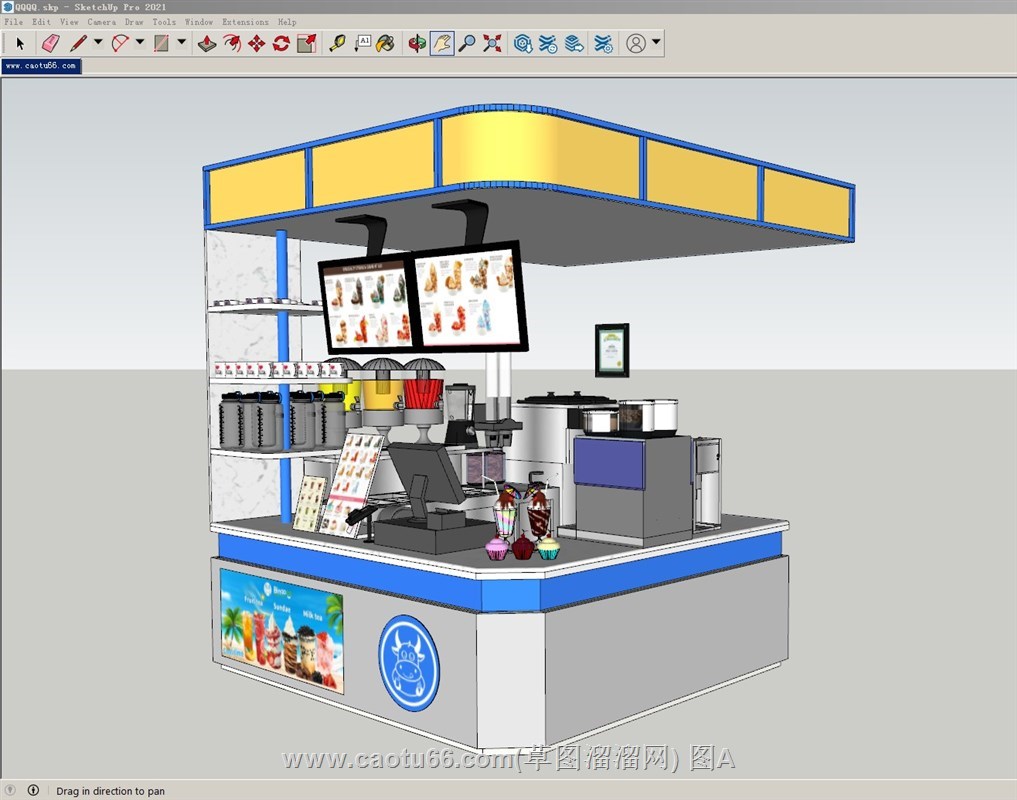 冰激凌店冷饮奶茶店的SU模型