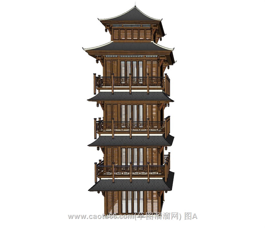 古建宝塔建筑的SU模型