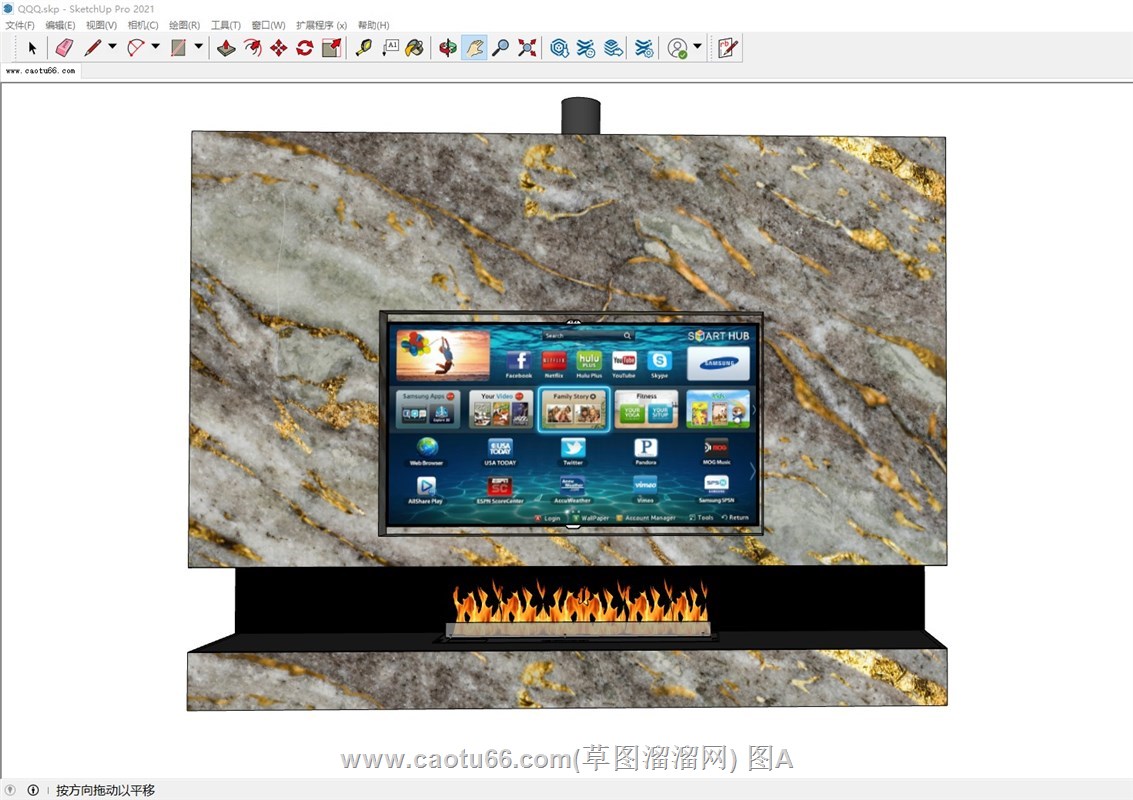 壁炉电视柜的SU模型