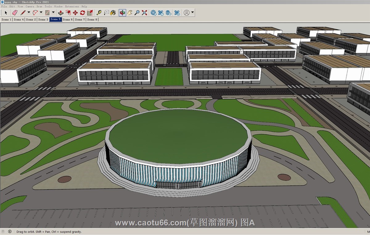 歌剧院建筑带内部舞台场景的SU模型