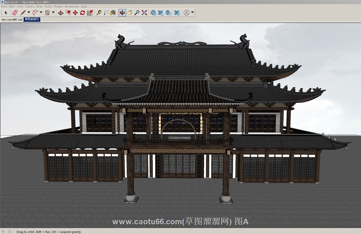 中式古建筑大殿的SU模型