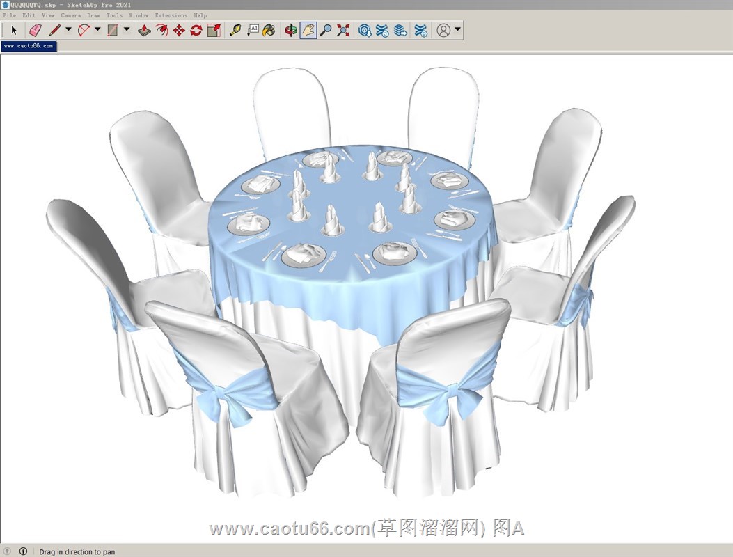 婚礼宴席桌酒席桌的SU模型
