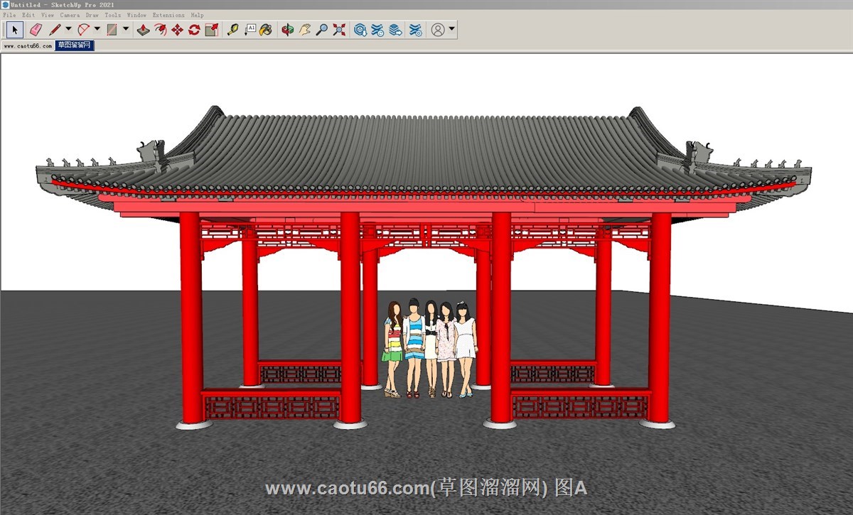 中式廊亭的sketchup模型