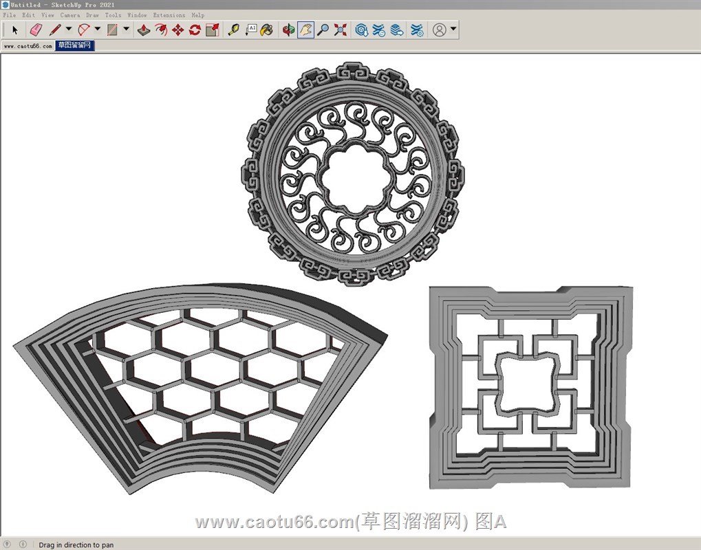 中式花窗的sketchup模型