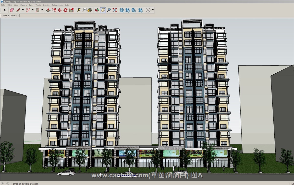 高层公寓单元楼住宅的sketchup模型
