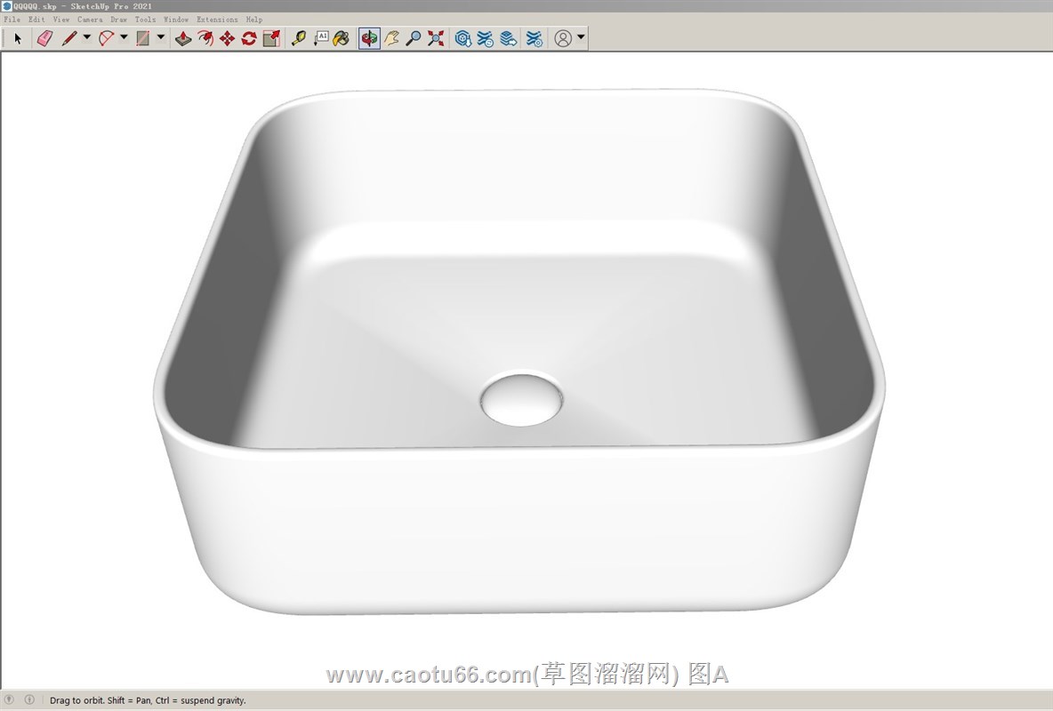方形台上盆的sketchup模型