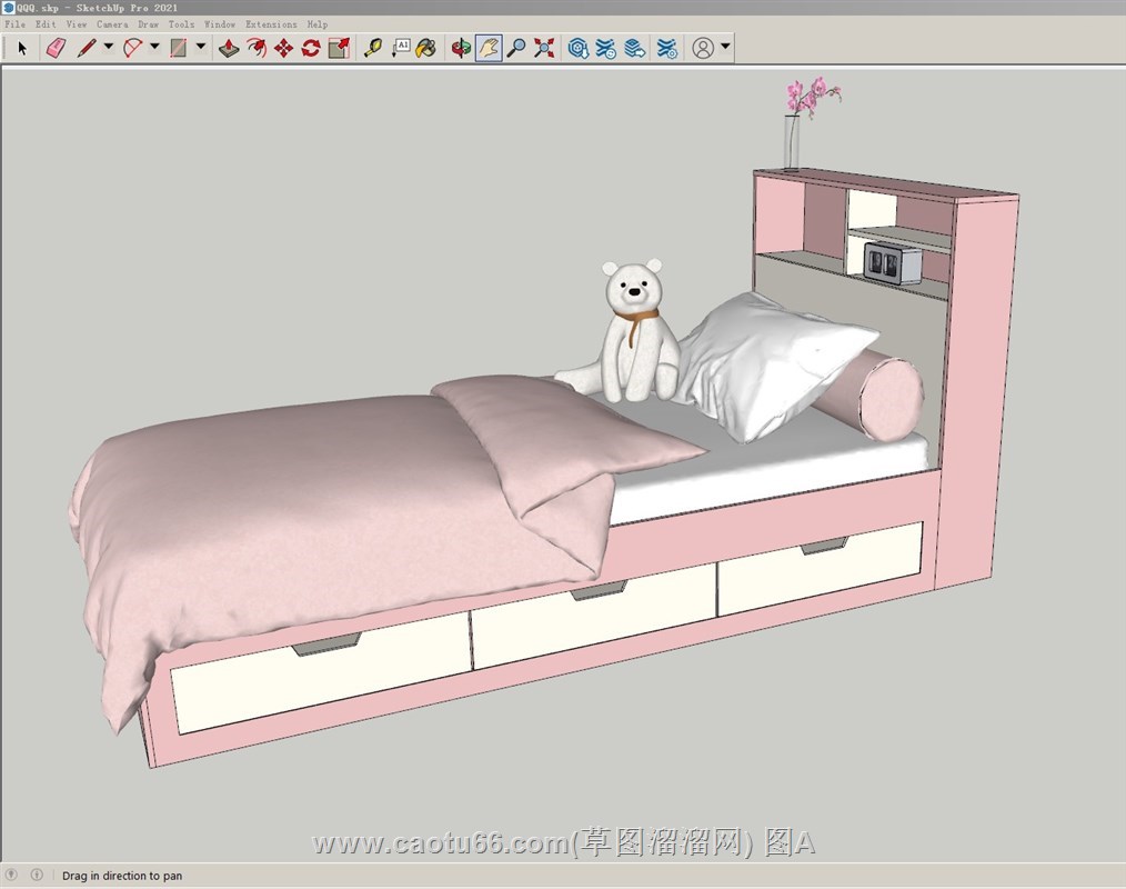 单人床女儿床的sketchup模型