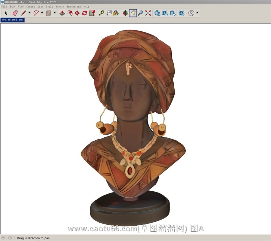 非洲风格半身雕像的sketchup模型