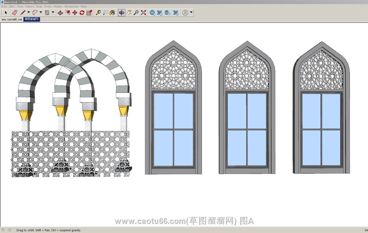 伊斯兰窗户构建的sketchup模型