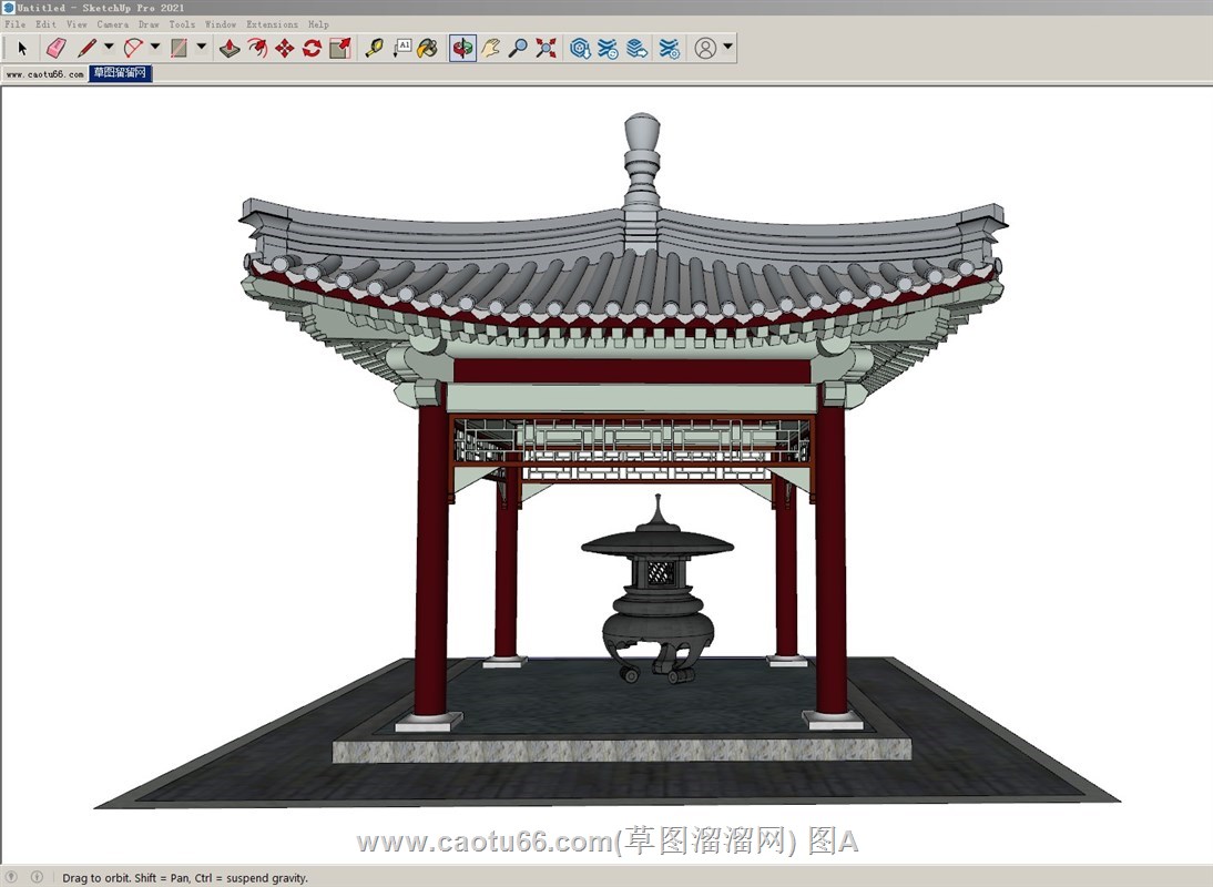 四角亭子凉亭的sketchup模型