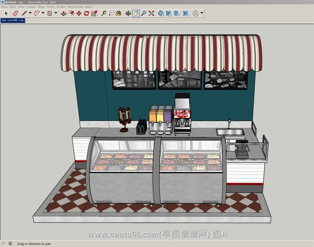 水果捞甜品店带一次性纸杯的sketchup模型
