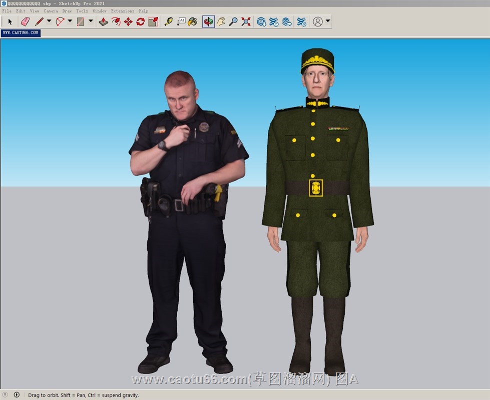 外国警员士兵人物的sketchup模型