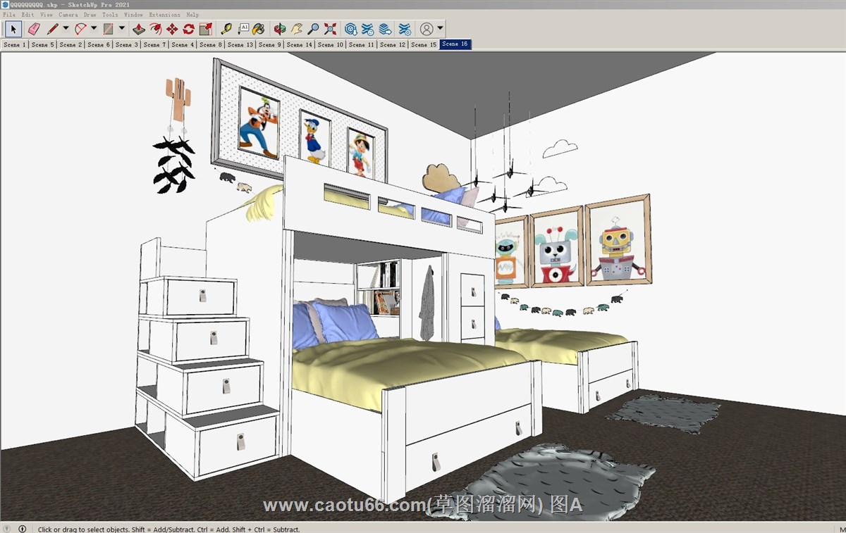 儿童房高低铺的sketchup模型