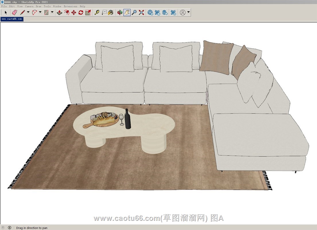 L形沙发茶几的sketchup模型
