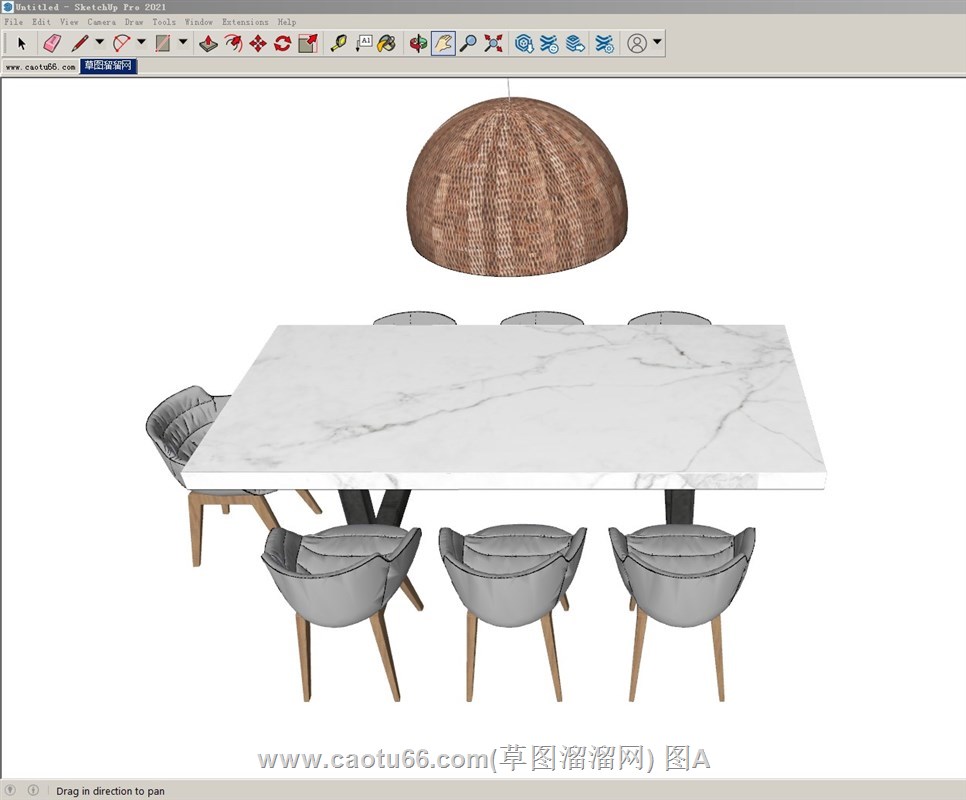岩板餐桌椅的sketchup模型