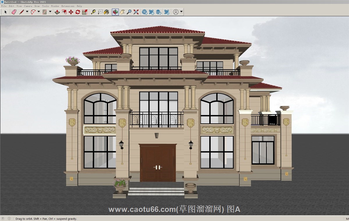 欧洲风格独栋别墅的sketchup模型