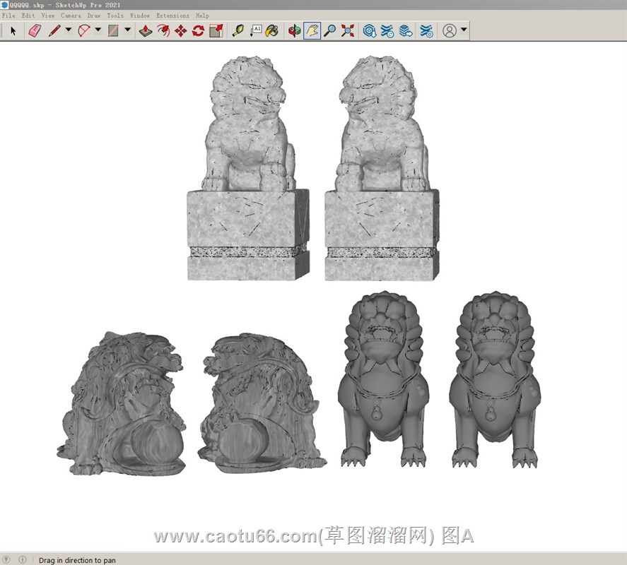 石狮子雕塑的sketchup模型