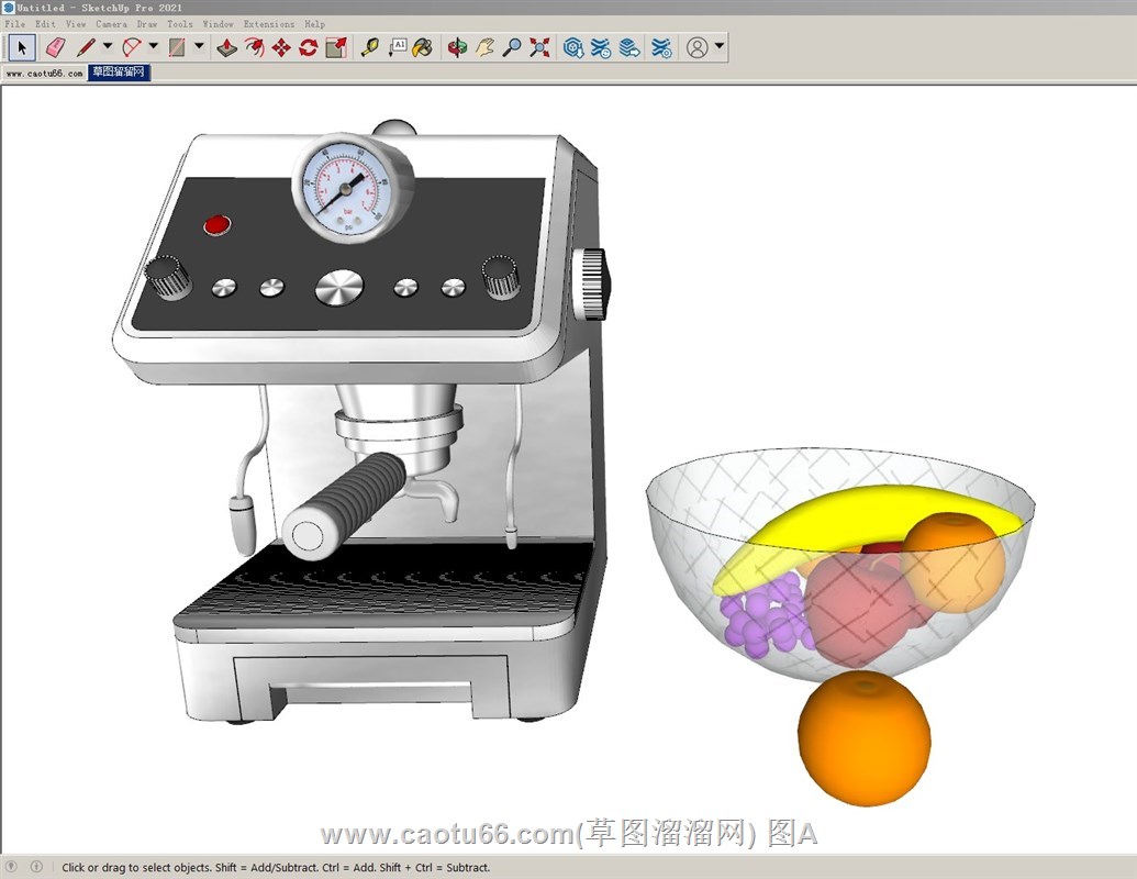 咖啡机和水果盘的sketchup模型
