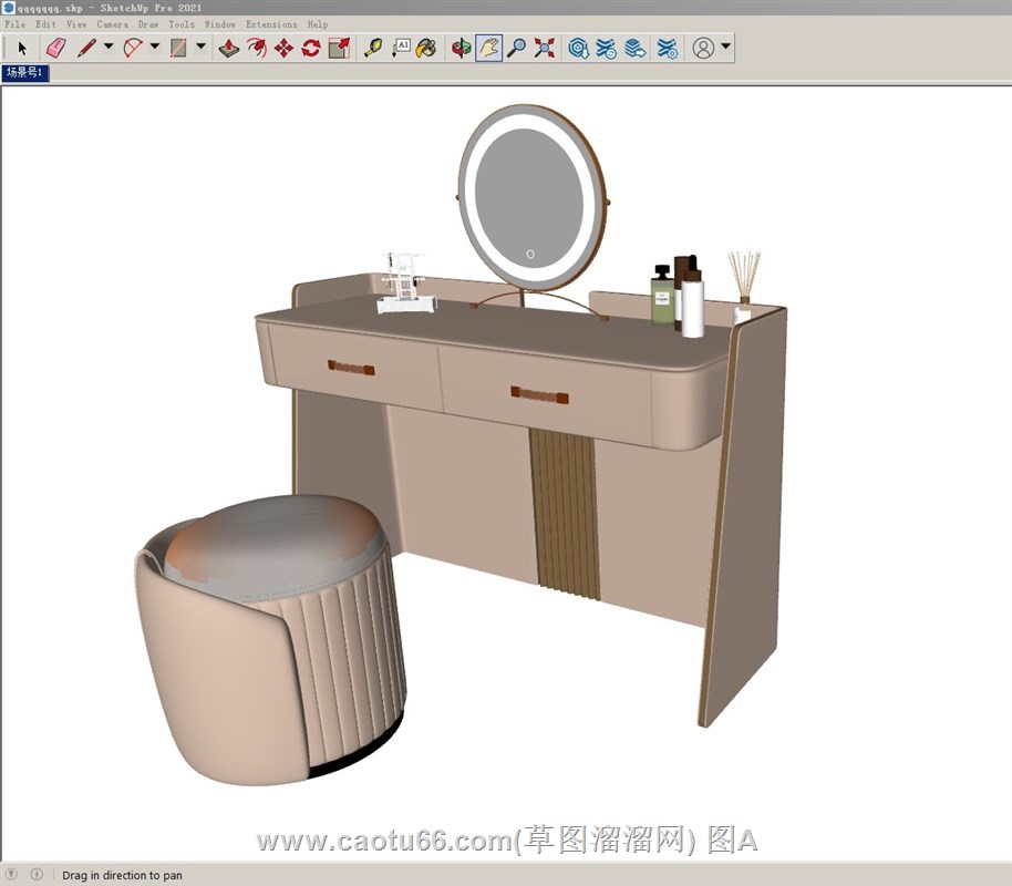 梳妆台化妆桌的sketchup模型