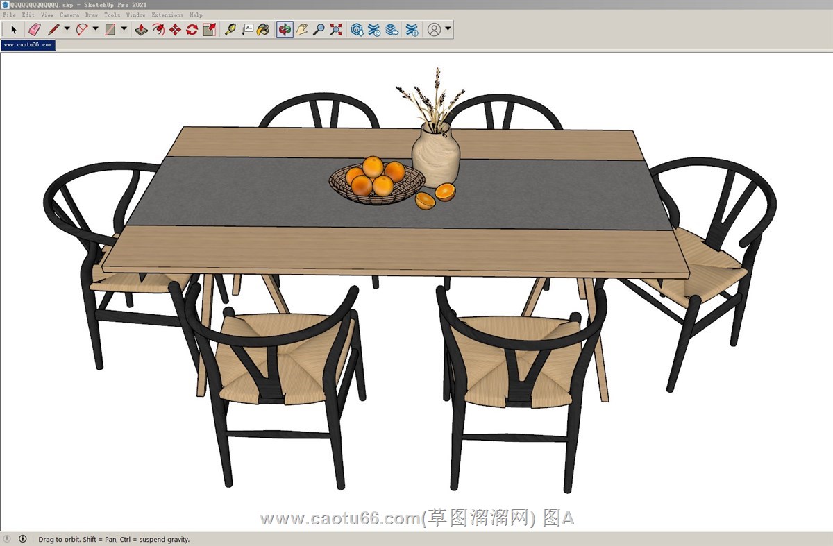 新中式餐桌椅的sketchup模型