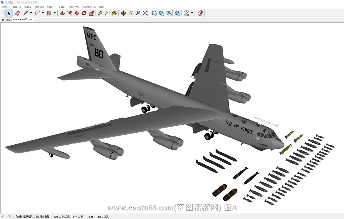 老式轰炸机飞机的sketchup模型