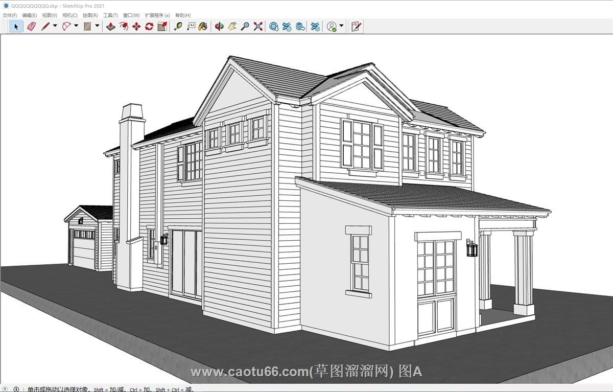 美式木屋住宅的sketchup模型
