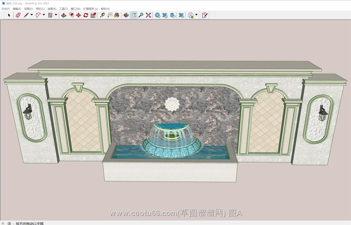 欧式喷泉水景墙的sketchup模型