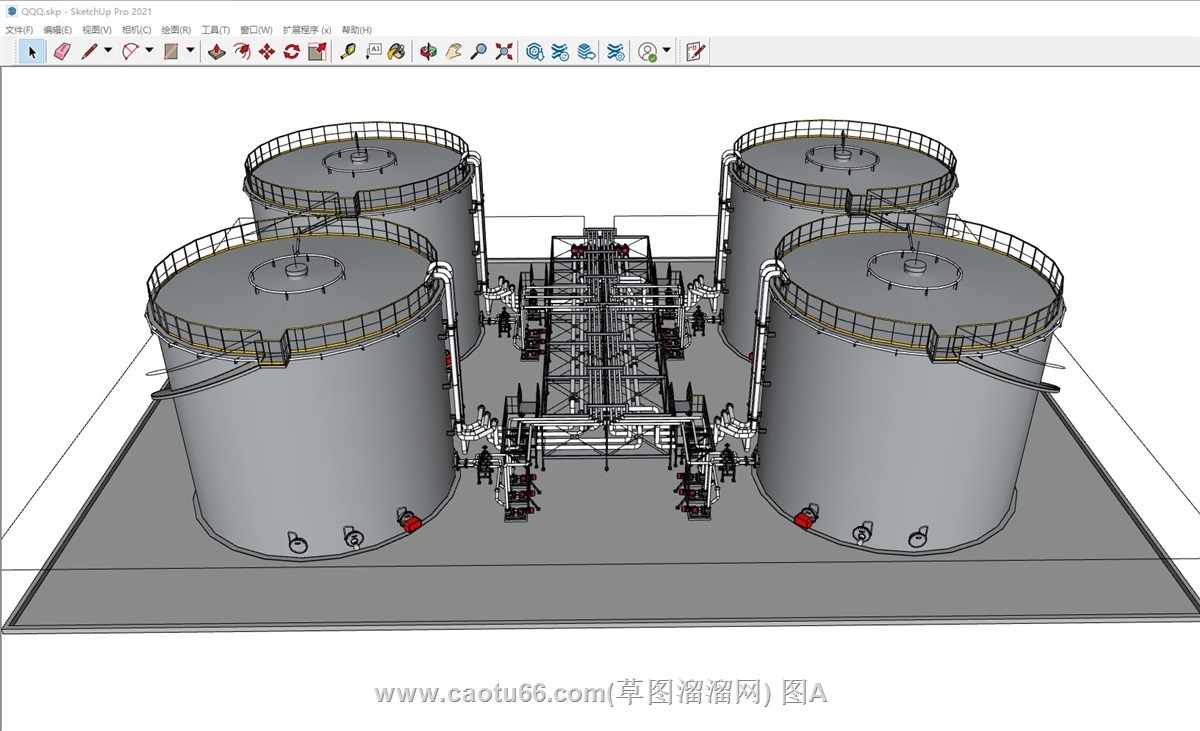 轻质油存储与回收相关设施的sketchup模型