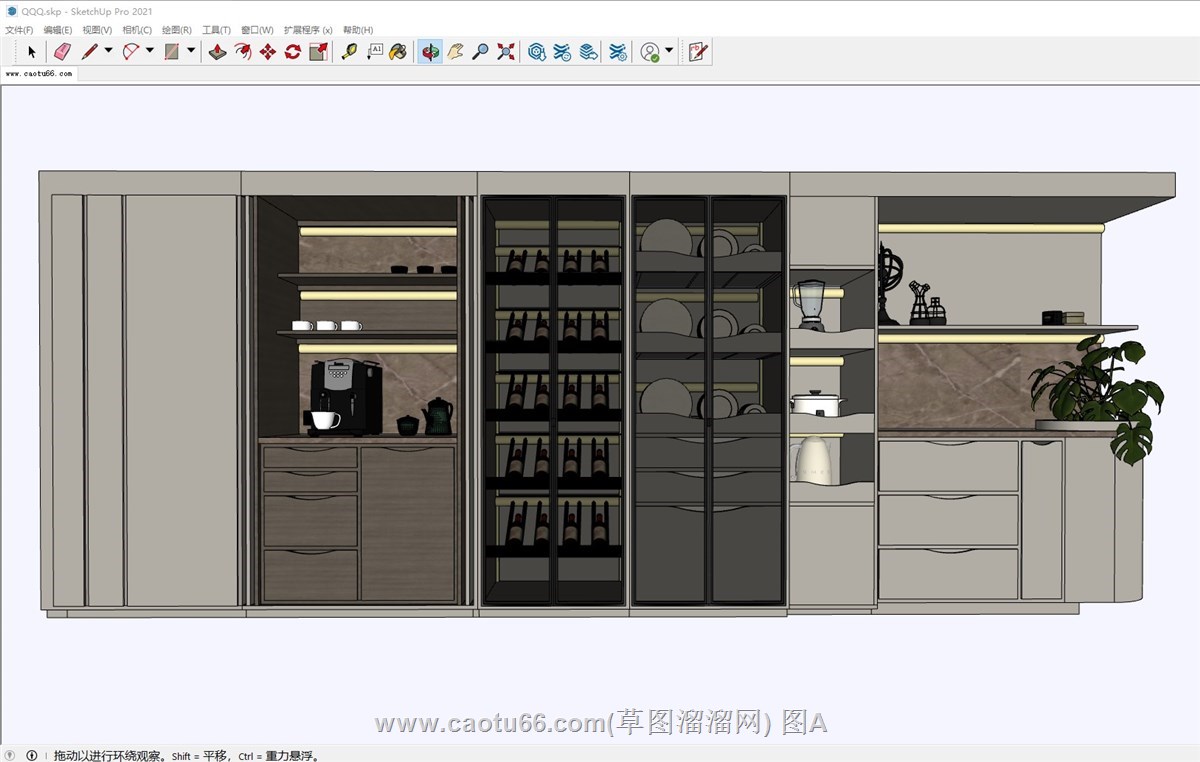 组合柜酒柜的sketchup模型