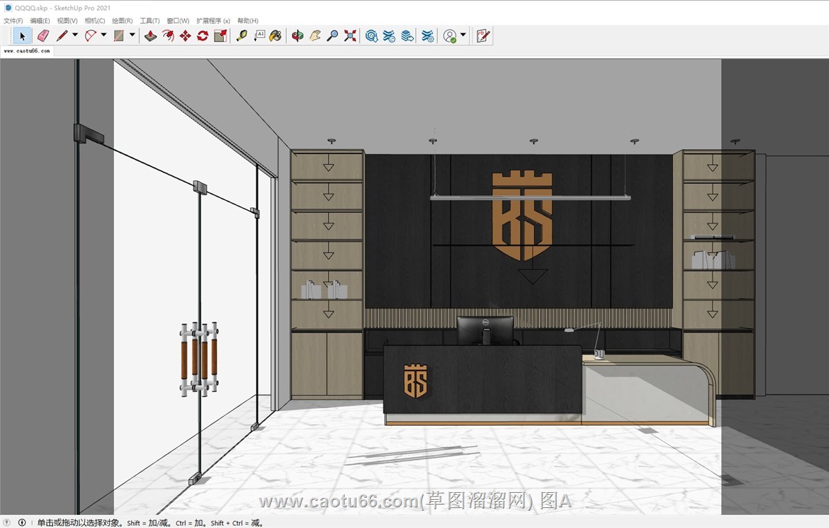 前台柜接待台玻璃门的sketchup模型