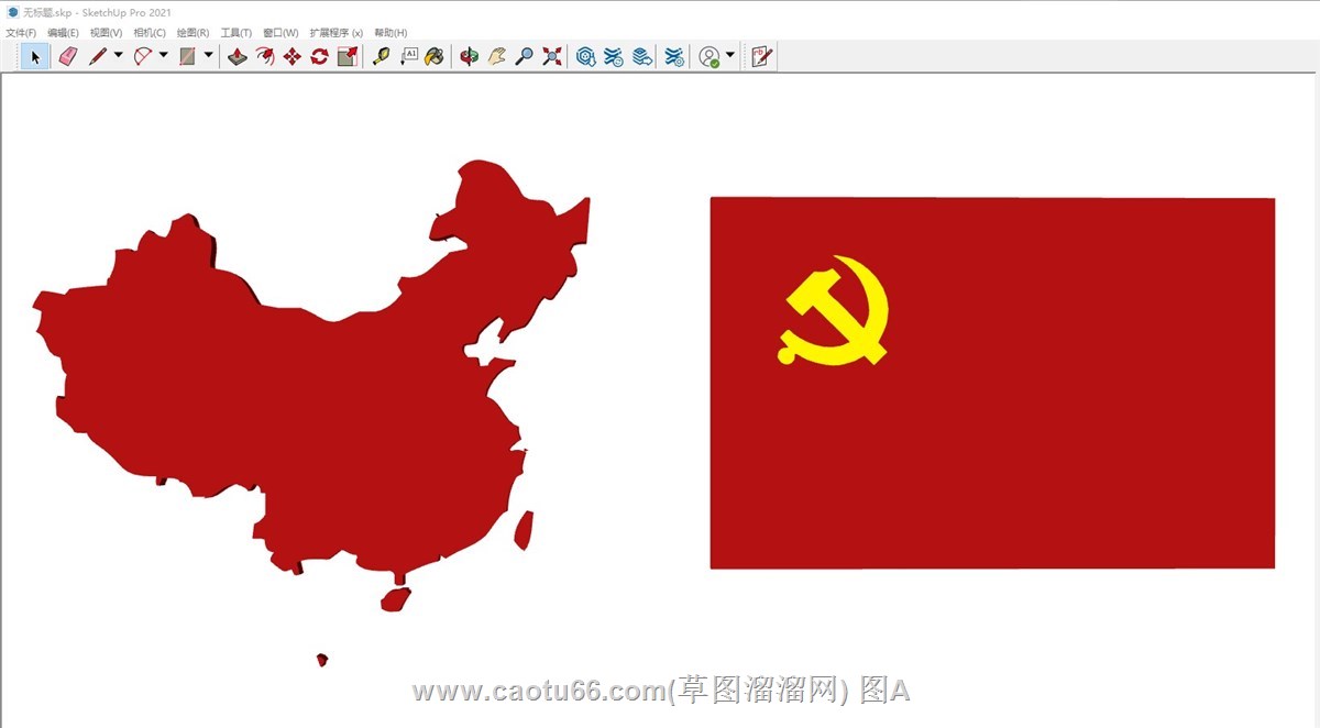 地图党旗的sketchup模型