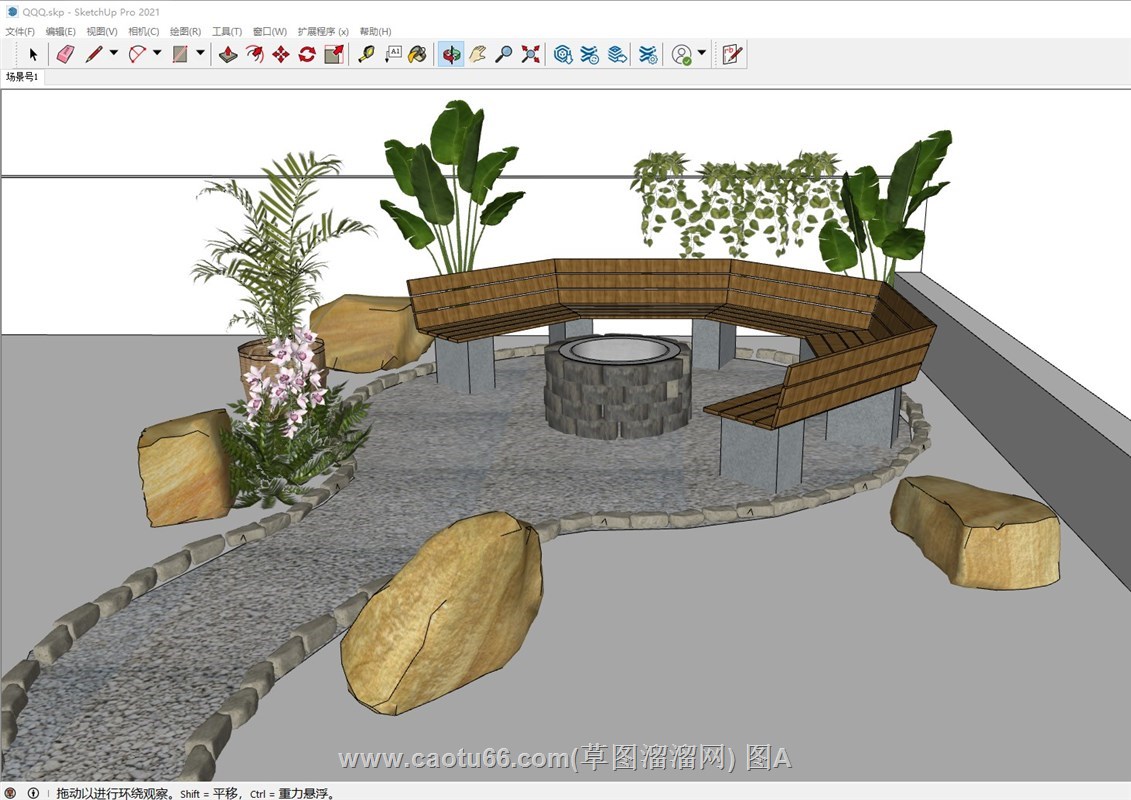 座椅景观步道的sketchup模型