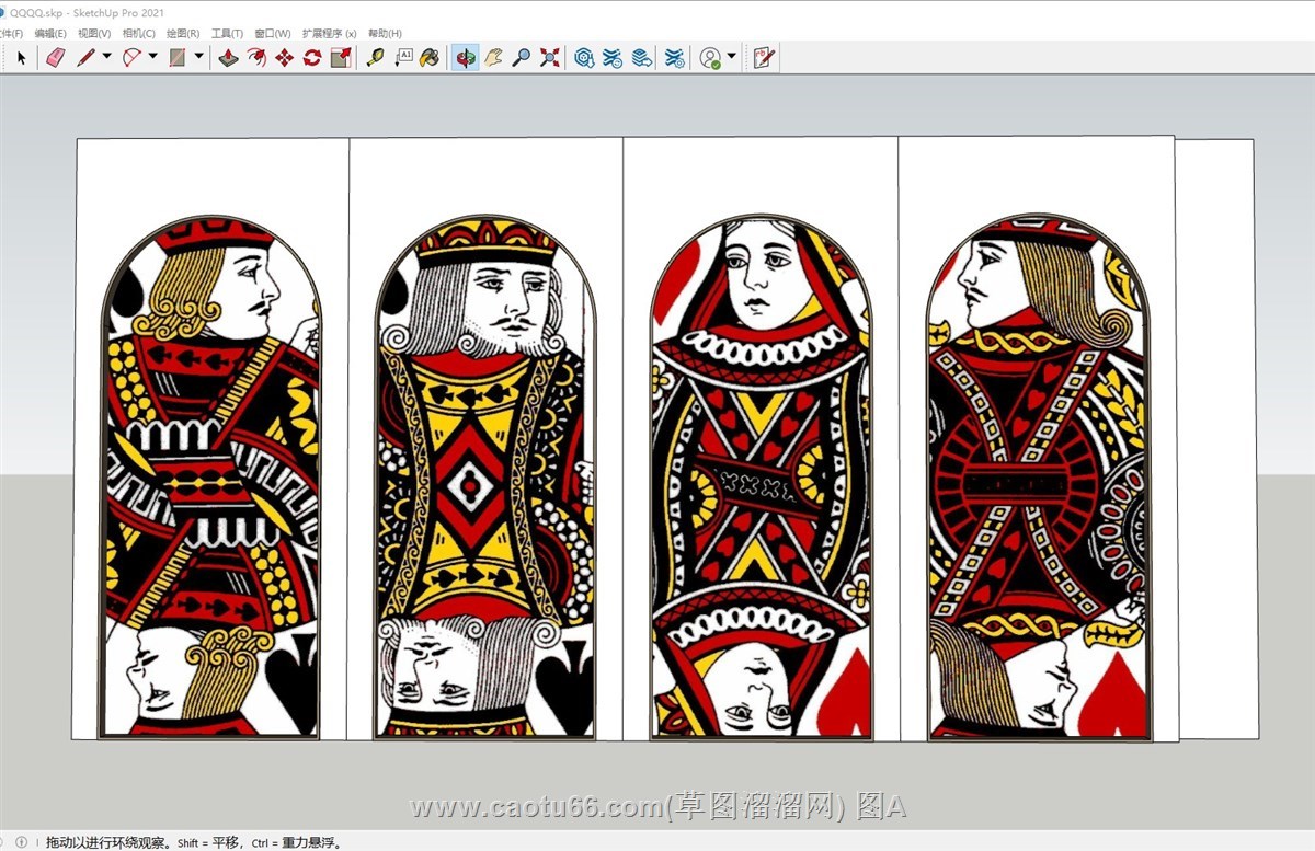 扑克牌装饰墙的sketchup模型