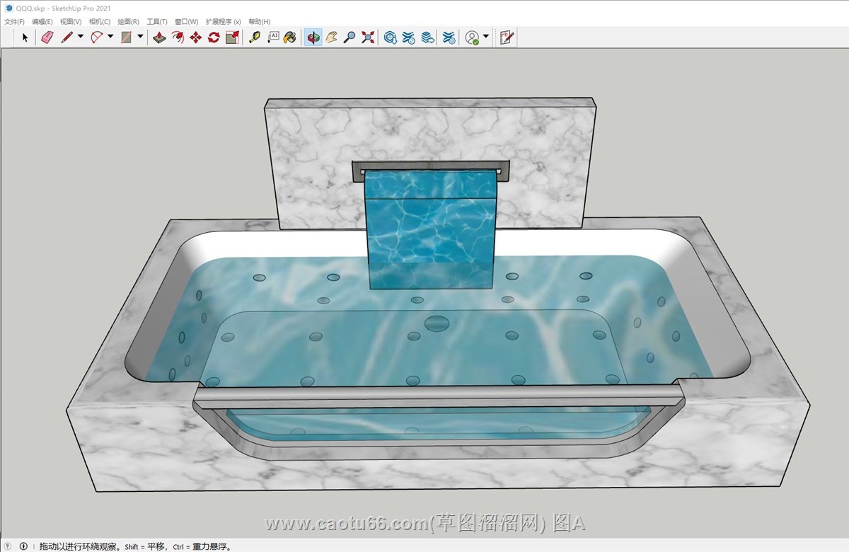 自然浴缸洗澡池的sketchup模型