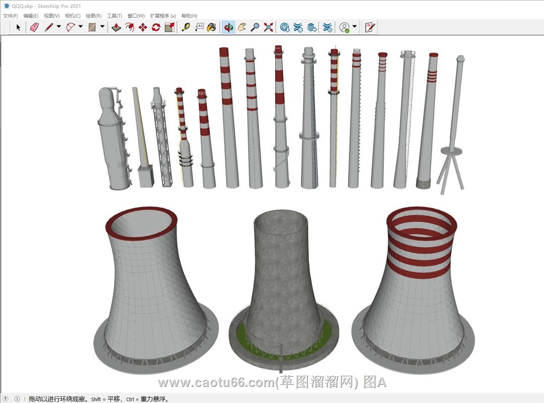 工业冷却塔电厂设备的sketchup模型