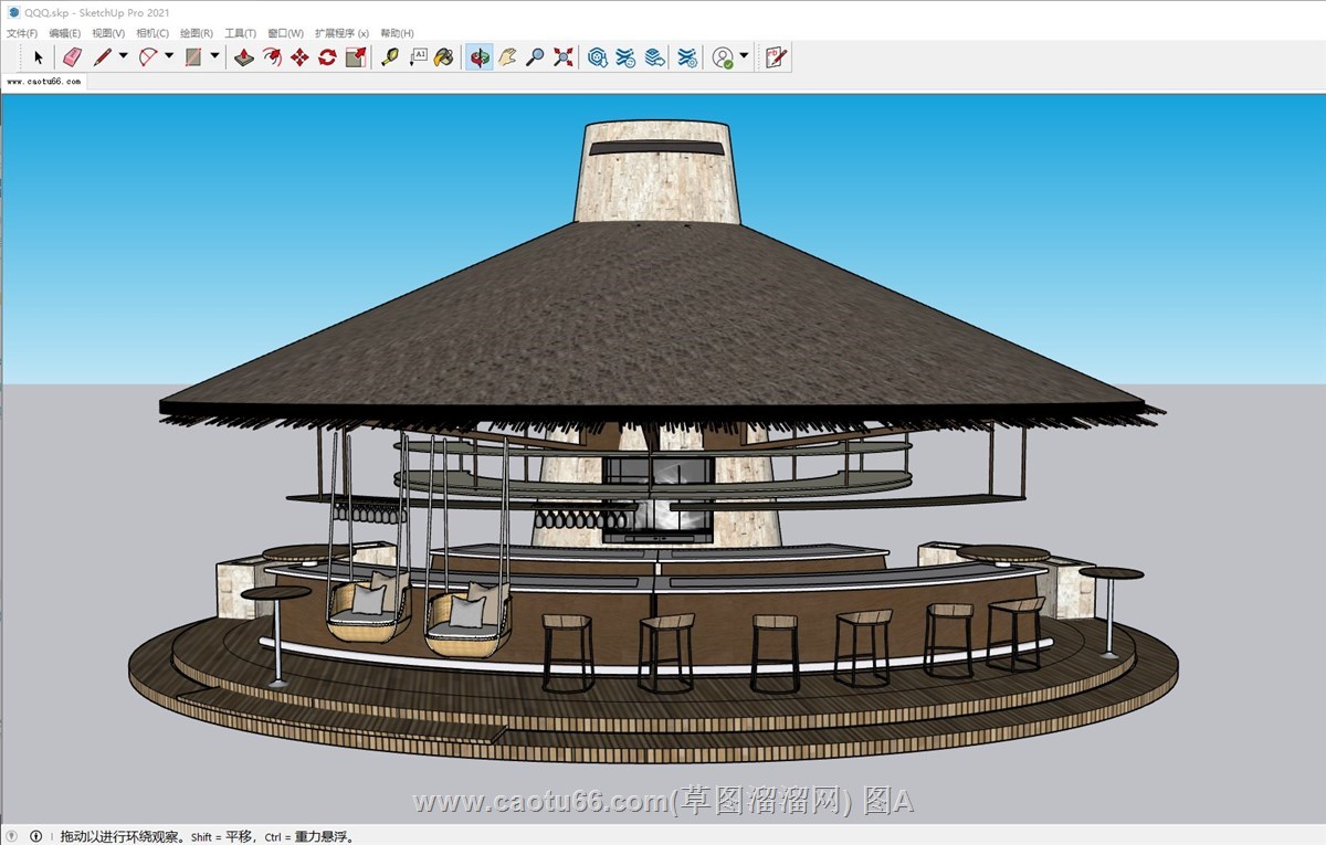 茅草吧台酒吧的sketchup模型