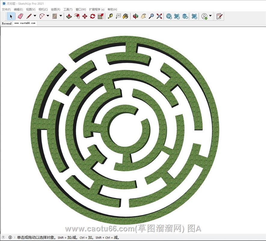 圆形绿色迷宫的sketchup模型
